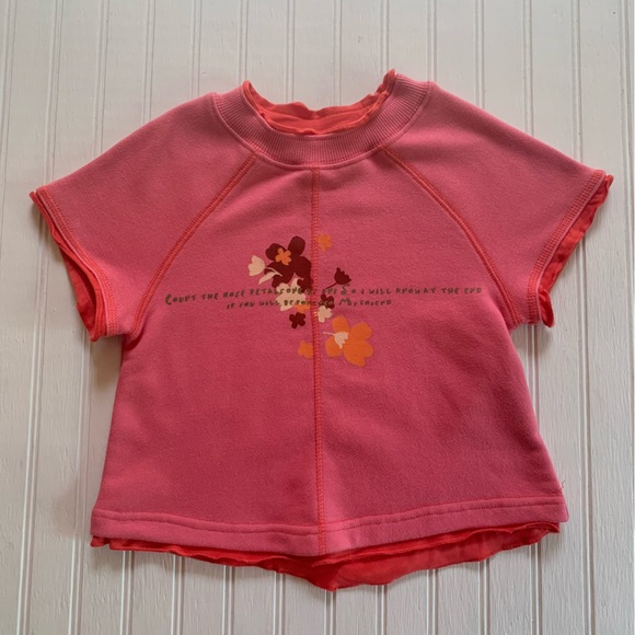 Cakewalk ~new~Pink Short Sleeve Sweatshirt with Orange - Picture 1 of 9